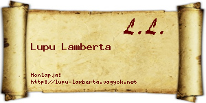 Lupu Lamberta névjegykártya